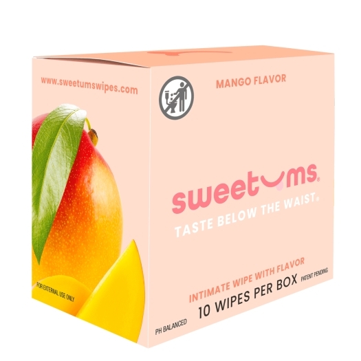 Sweetums Intimate Wipes Mango Flavor intimate cleansers and personal cleansing care by Sweetums.