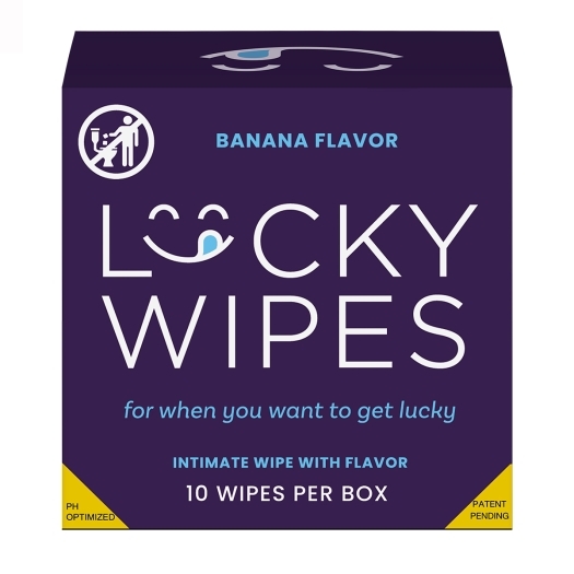 Sweetums Lucky Wipes Banana Flavor 10-Pack intimate cleansers and personal cleansing care by Sweetums.
