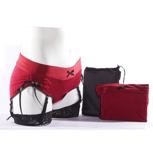 The XS Sasha Harness Dildo Red Blk Nylon design showcases premium construction that supports confident movement and smooth compatibility