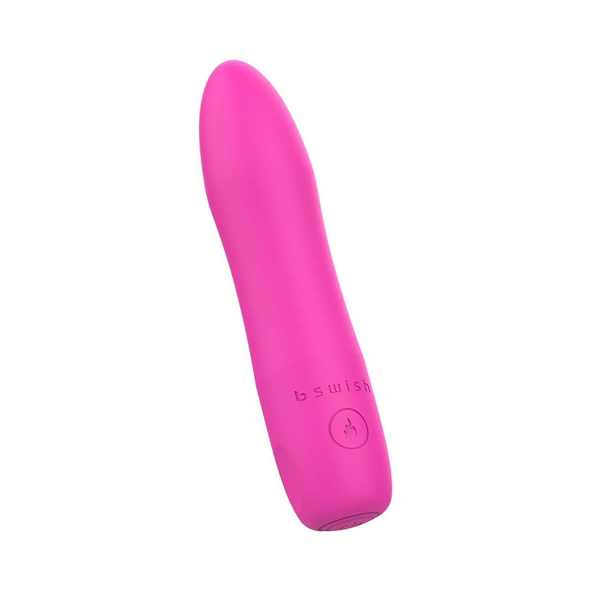 Pink B Swish vibrator Bcute Infinite Heat Classic Sunset shown in hand for scale