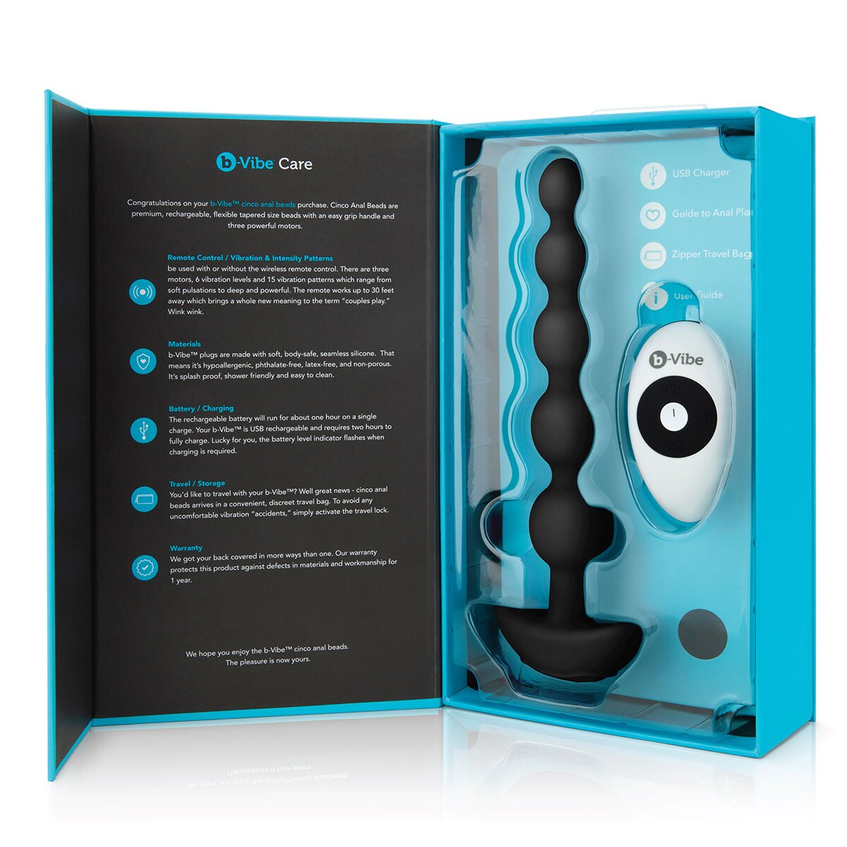Close-up of the Black B-Vibe vibrator for texture detail