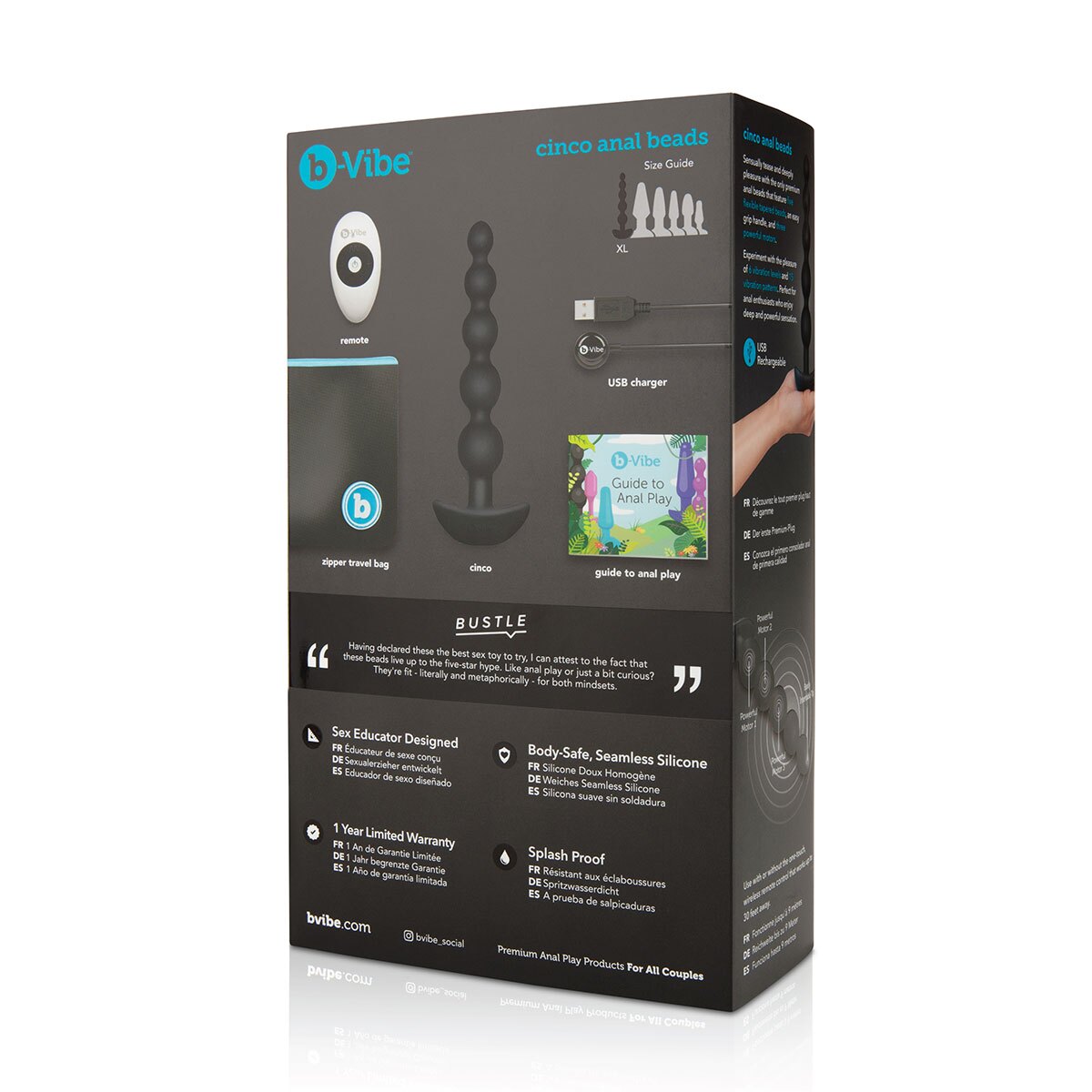 Product image of the Black B-Vibe vibrator on clean background