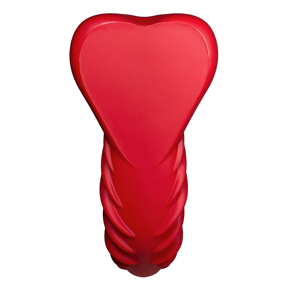 Angled view of the Red Banana Pants vibrator designed for intimate use