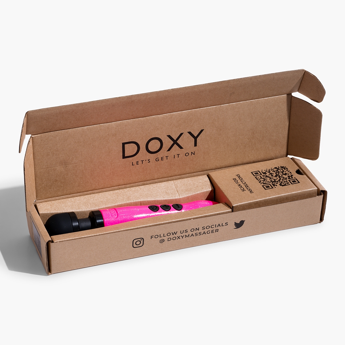 Fully assembled Hot Pink Doxy vibrator with smooth exterior