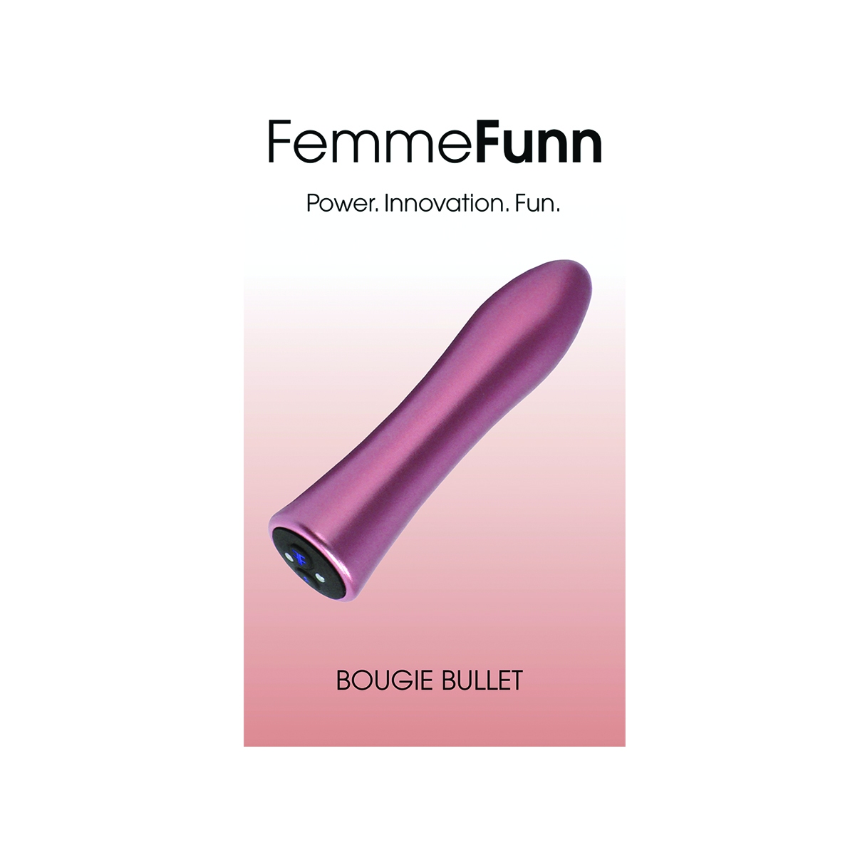 Fully assembled Rose Gold Femme Funn vibrator with smooth exterior