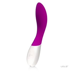 LELO vibrator Mona Wave Deep Rose shown in hand for scale