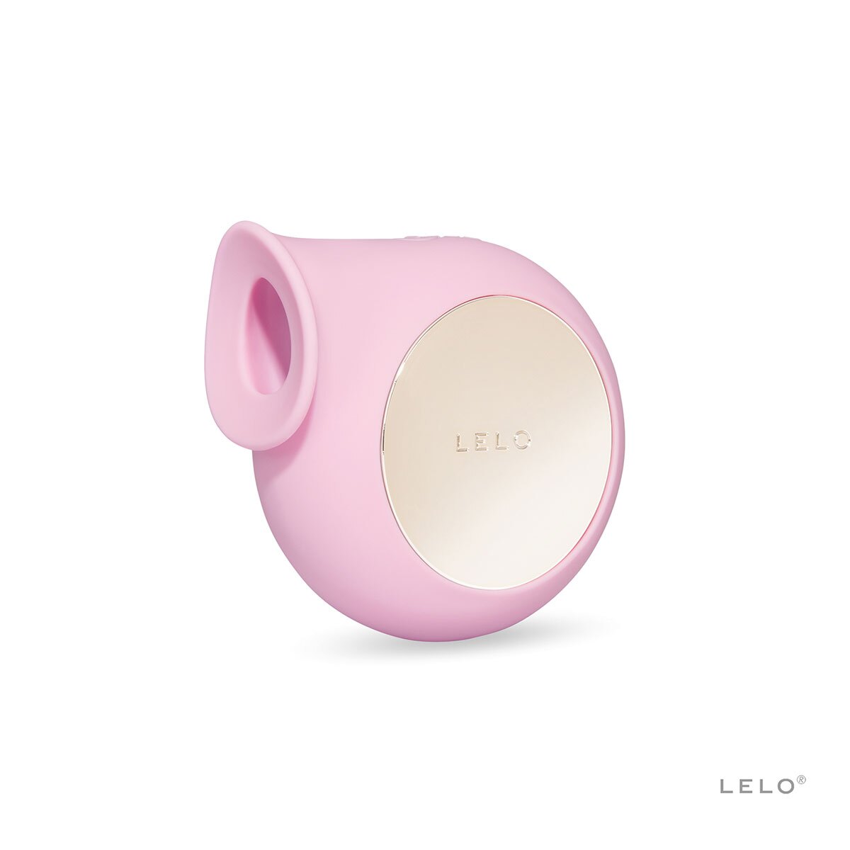 Pink LELO vibrator Sila shown in hand for scale