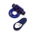 Blue Nu Sensuelle vibrator Endure Remote Control Couple's Ring shown in hand for scale