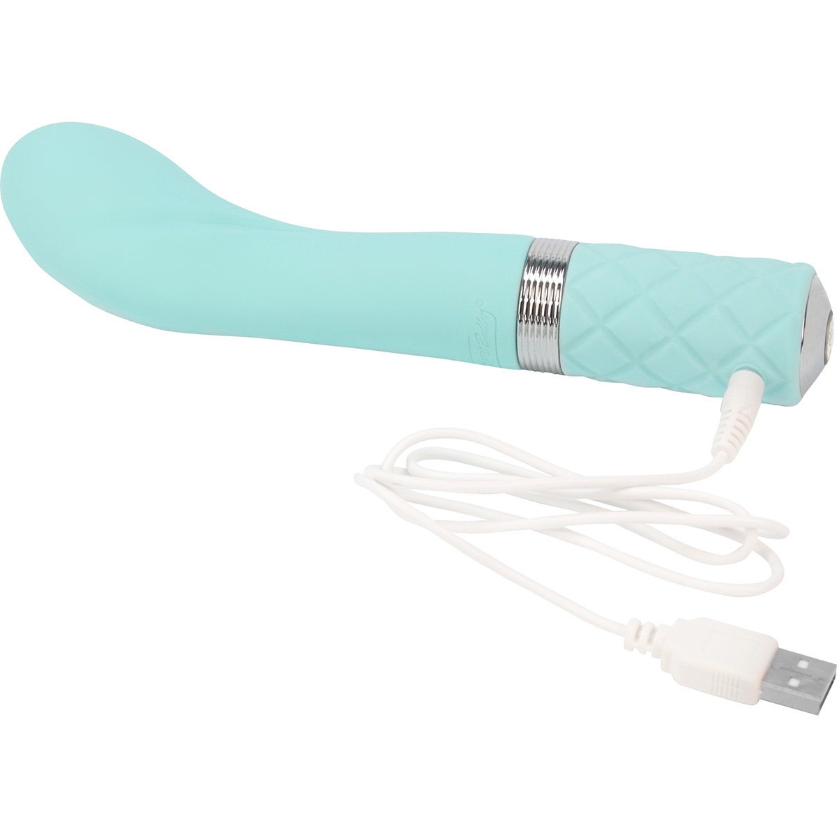 Angled view of the Teal BMS vibrator designed for intimate use