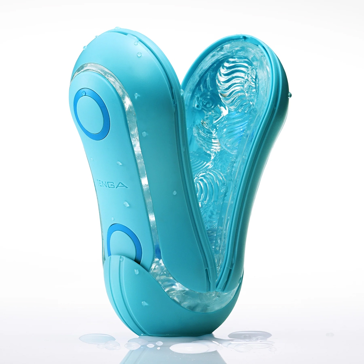 Product image of the Blue TENGA vibrator on clean background
