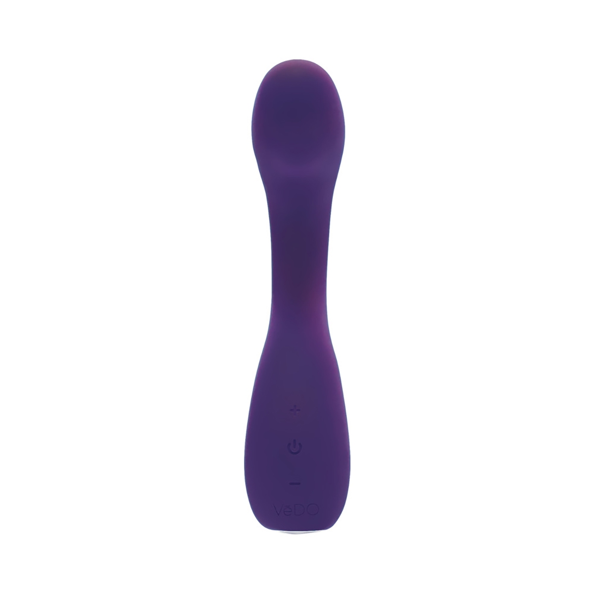 Angled view of the Purple VeDO vibrator designed for intimate use