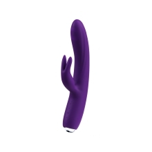 Purple VeDO vibrator Thumper Bunny Tapping Dual Deep shown in hand for scale