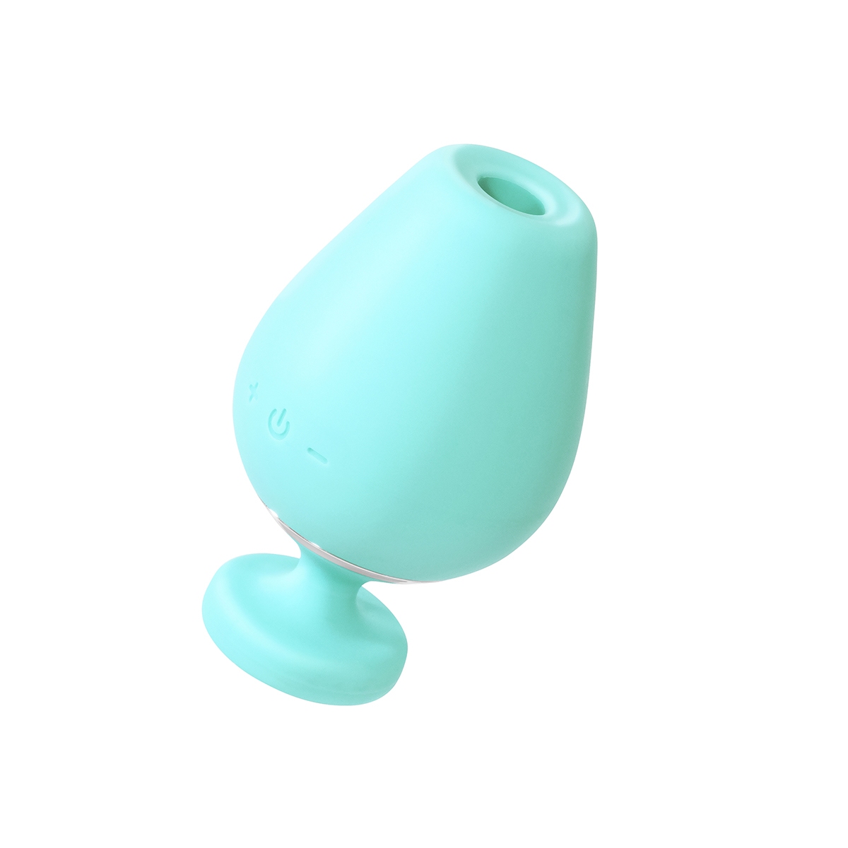 Turquoise VeDO vibrator Vino Sonic shown in hand for scale