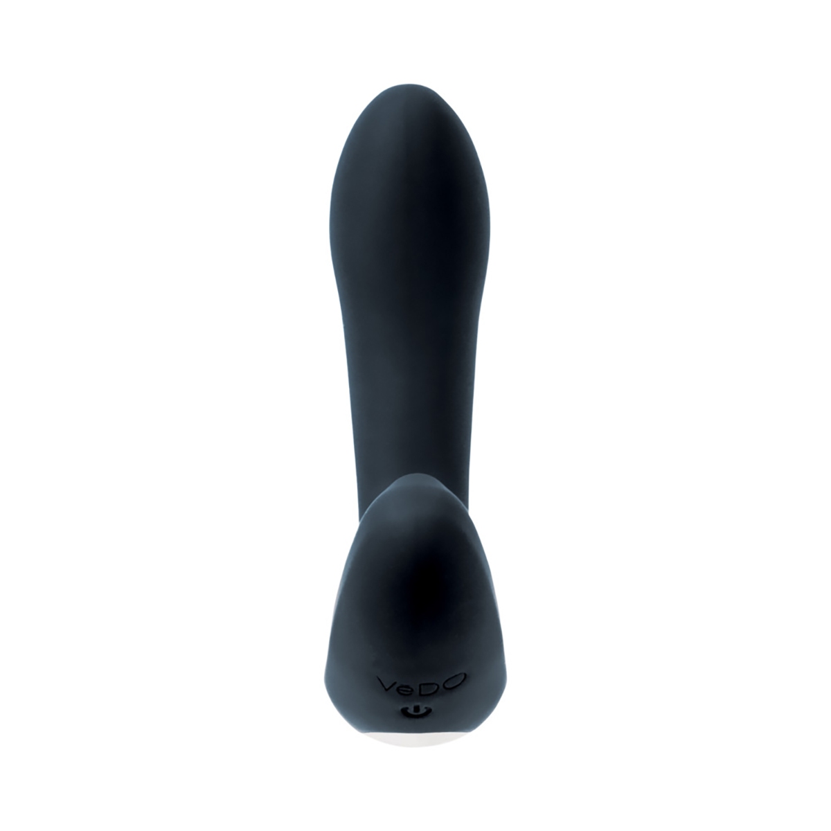 Angled view of the Black VeDO vibrator designed for intimate use