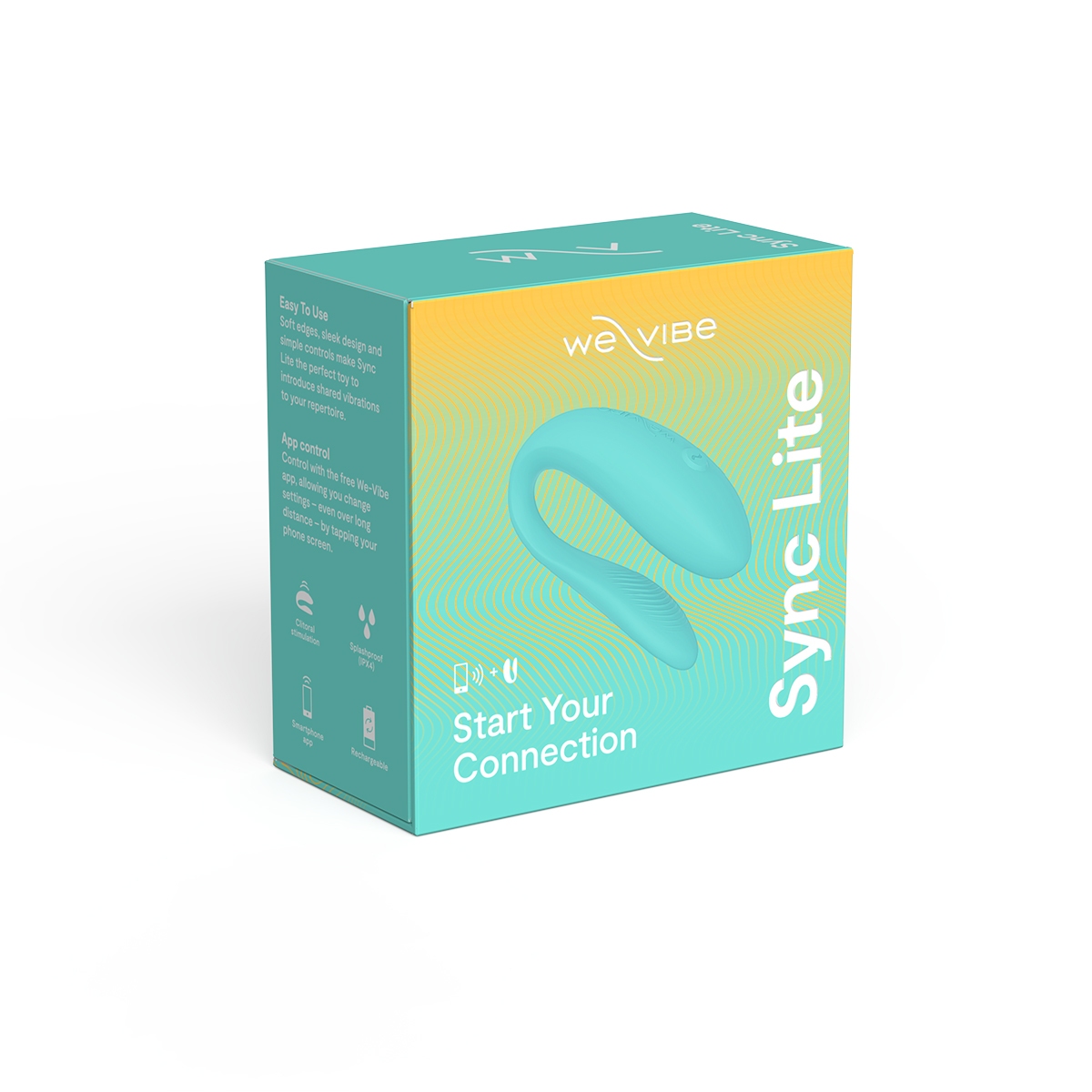 Aqua We-Vibe vibrator positioned upright for display