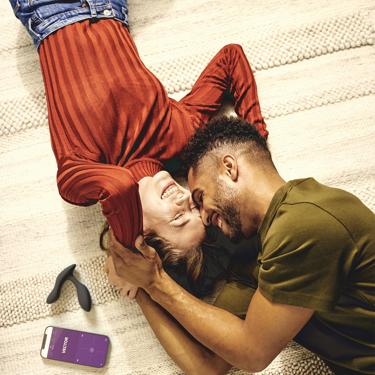 Close-up of the Black We-Vibe vibrator for texture detail