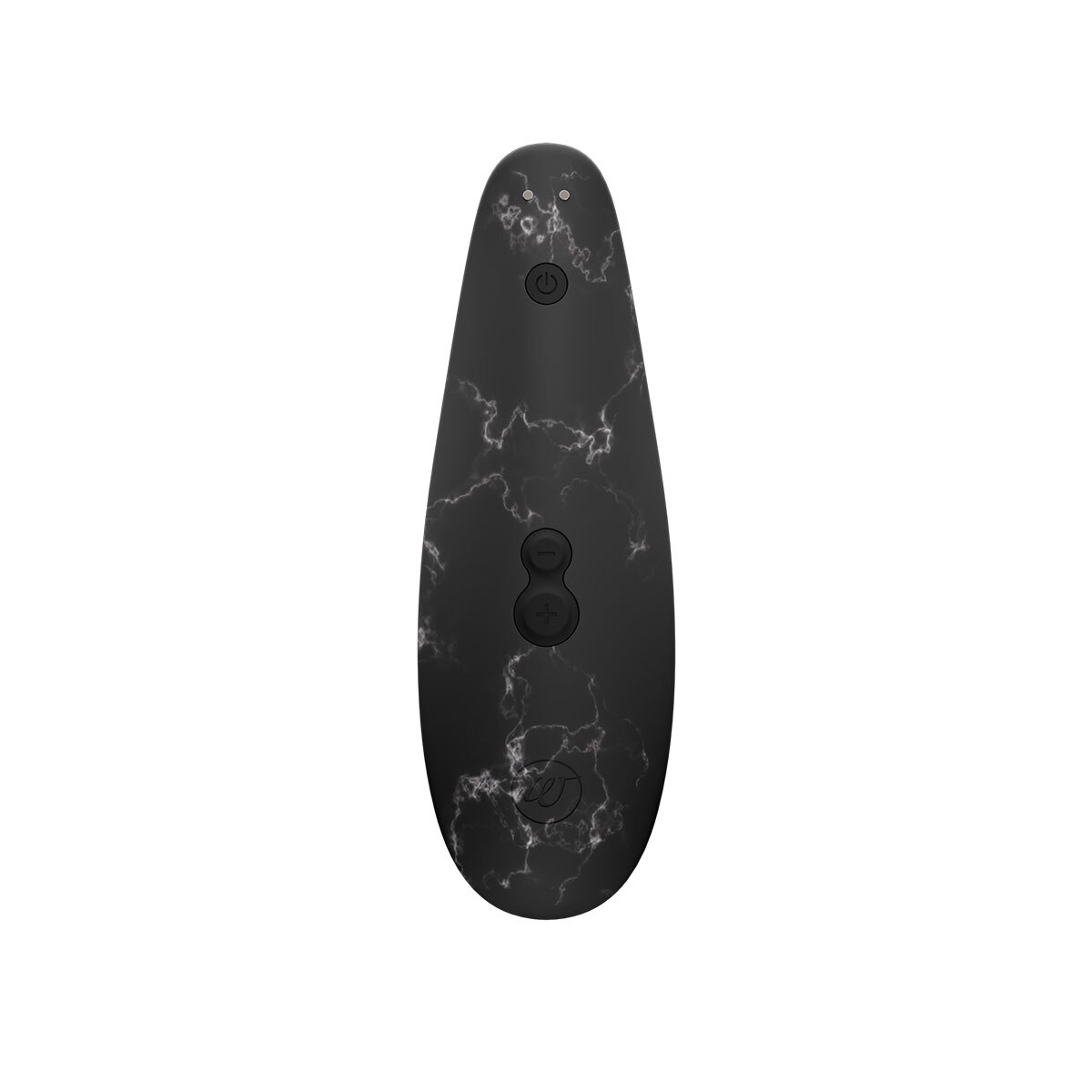 Angled view of the Black Womanizer vibrator designed for intimate use