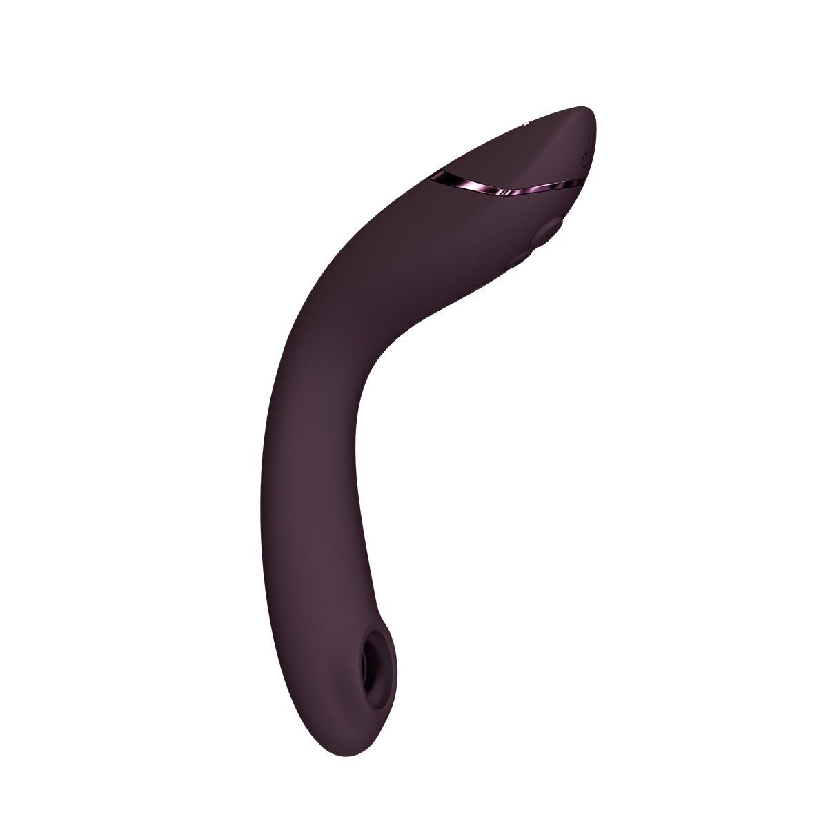 Womanizer vibrator OG Aubergine shown in hand for scale