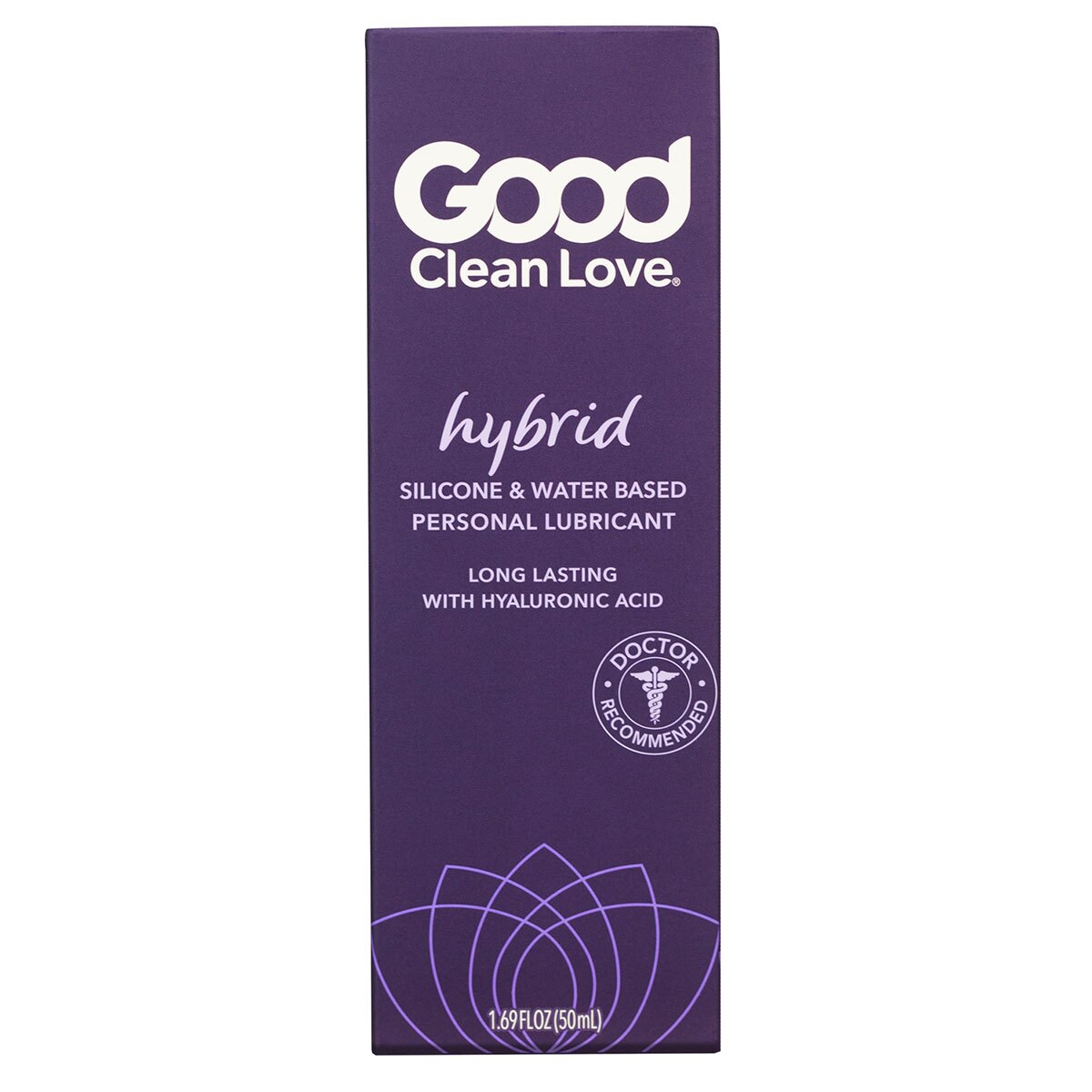 Close-up of 1.69 oz Hybrid Lube by Good Clean Love featuring silky, adaptive glide