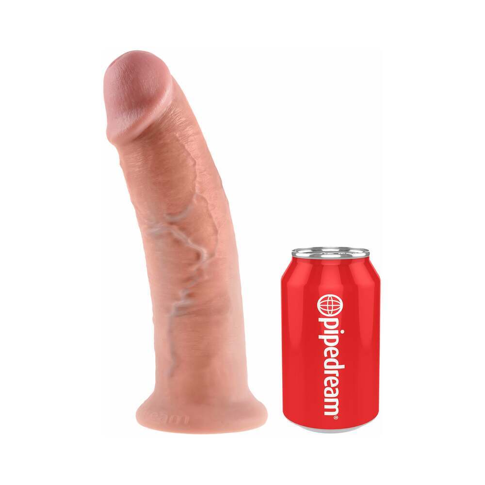 10 inch Dildo by Pipedream in Vanilla Ivory Beige shown for pegging Her or Him