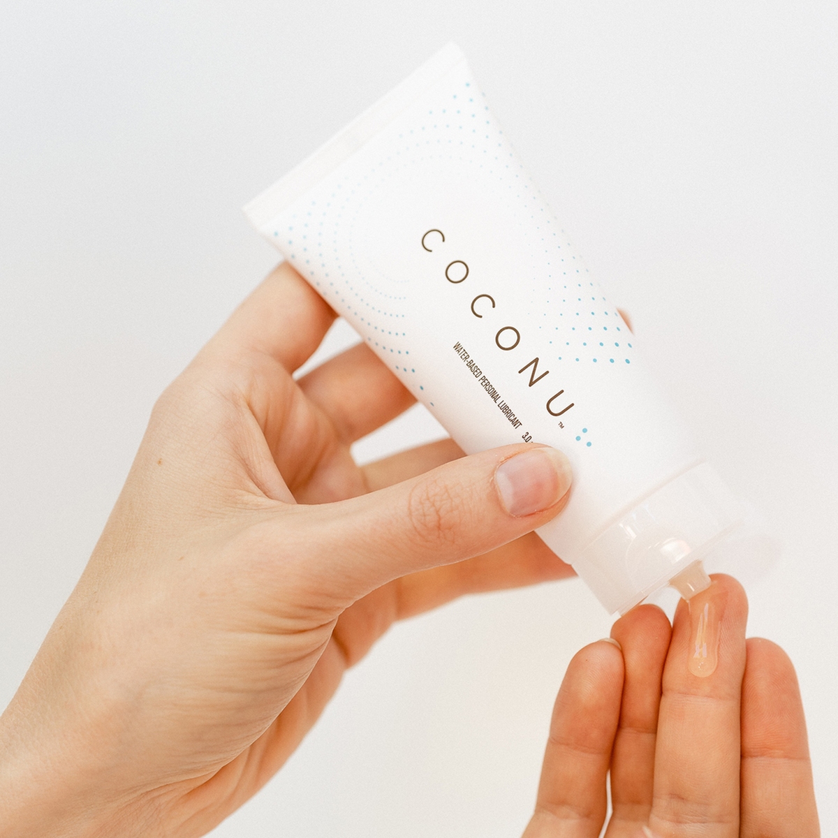Close-up of 3 oz Plant Based Lube by Coconu with plant-derived hydration