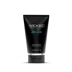 Bottle of 4 oz Water Based Lube Wicked Sensual Care showing clean, lightweight formula