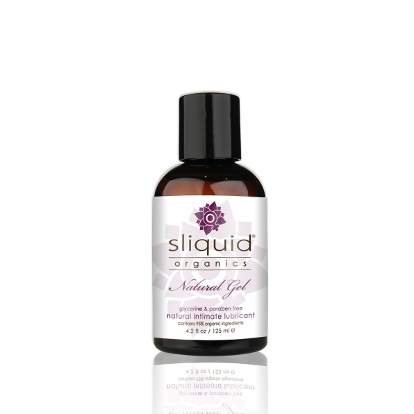 Bottle of 4.2 oz Vegan Lube Sliquid showing plant-powered formula