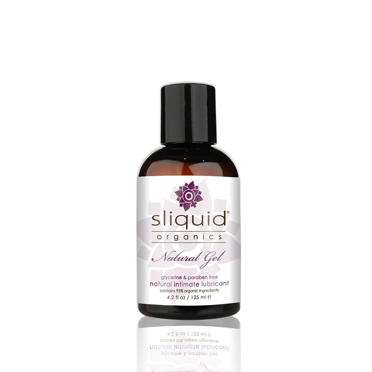 Bottle of 4.2 oz Vegan Lube Sliquid showing plant-powered formula