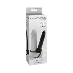 6 inch Dildo Pipedream Black Anal Fantasy Collection Double Trouble Dual Entry Strap On