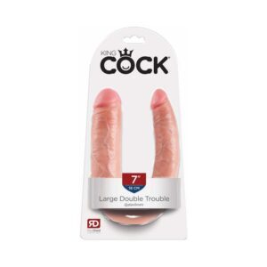 7 inch Dildo Pipedream Vanilla Ivory Beige King Cock Double Trouble Large Realistic Dual Ended Beige