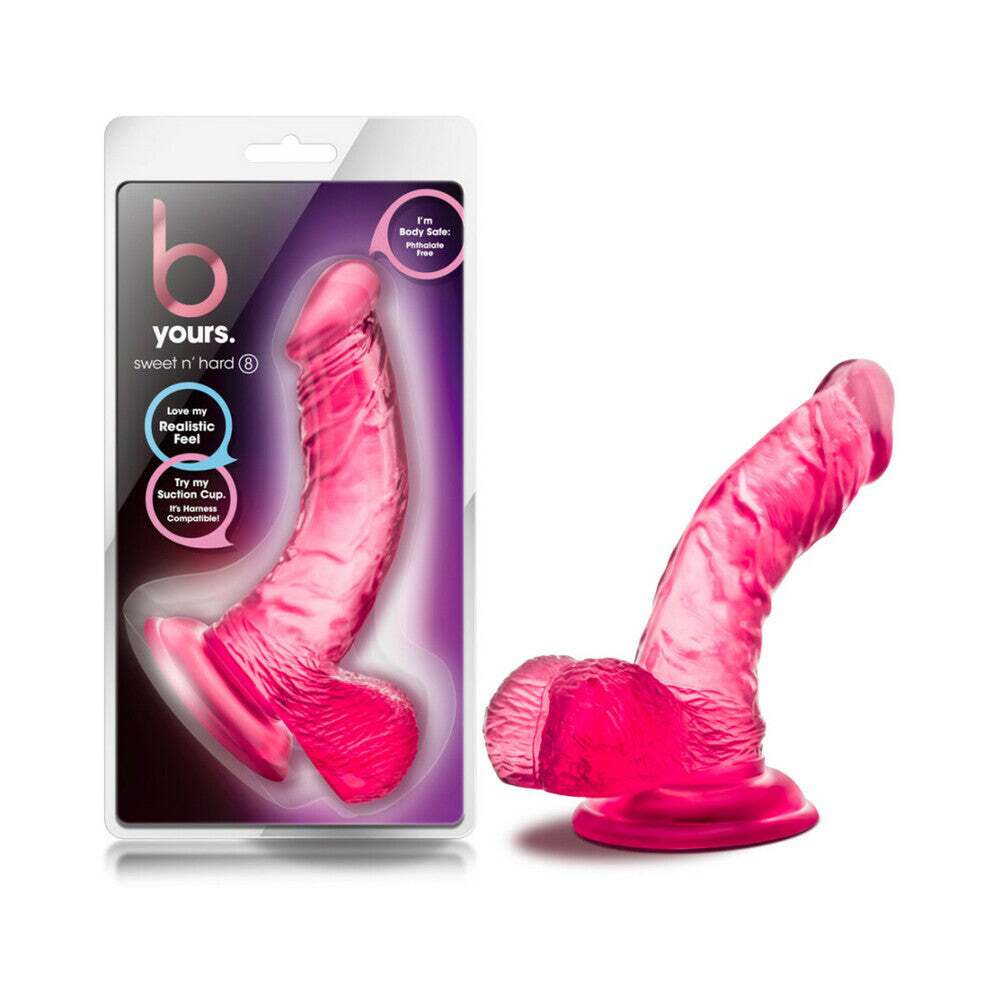 6.5 inch Dildo by Blush in Hot Pink Magenta Fuchsia shown for use by Her or Him