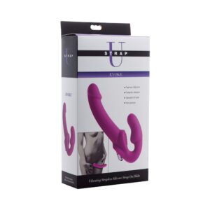 Dildo XR Brands Hot Pink Magenta Fuchsia Strap U Evoke Vibrating Strapless Silicone Strap On