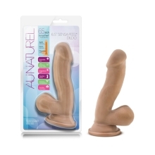 6.5 inch Dildo by Blush in Tan Light Brown Mocha shown for use by Her or Him