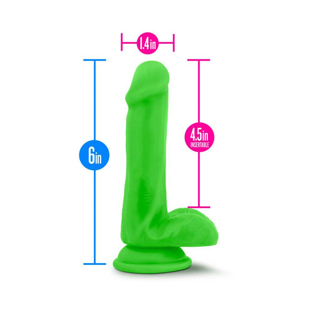 6 inch Dildo by Blush in Green displayed for pegging Him or Her