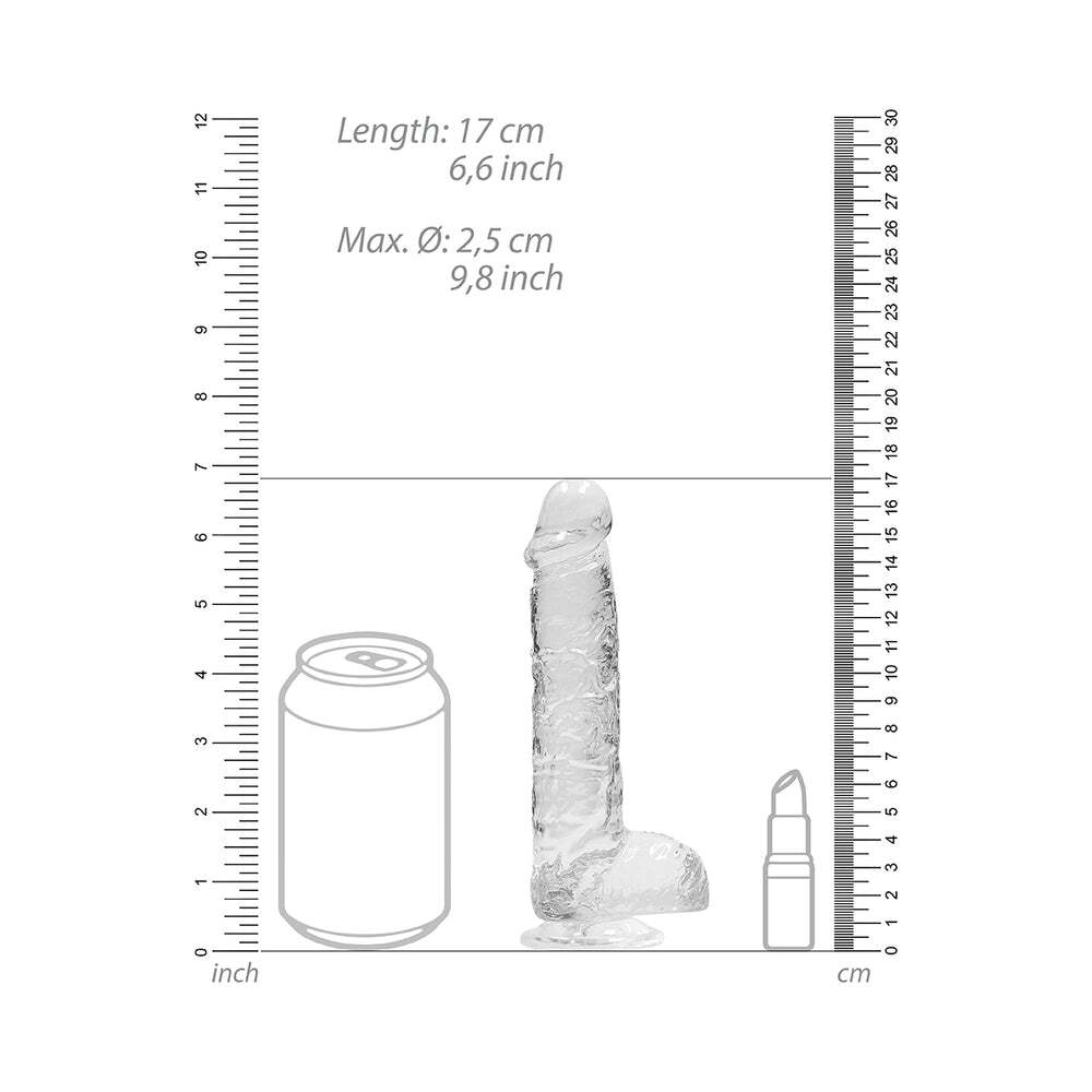 6 inch Dildo by Shots in Clear displayed for pegging Him or Her