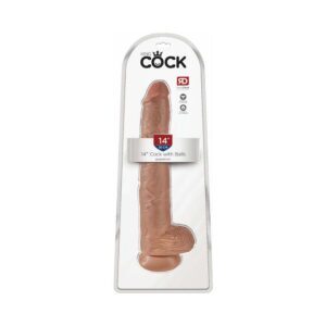 14 inch Dildo Pipedream Tan Light Brown Mocha King Cock Cock With Balls Realistic Suction Cup
