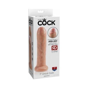 7 inch Dildo Pipedream Vanilla Ivory Beige King Cock Uncut Cock Realistic With Moveable Foreskin & Suction Cup Beige