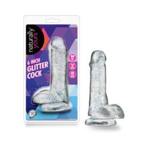 6 inch Dildo Blush Clear Naturally Yours Glitter Cock Realistic with Balls Sparkling