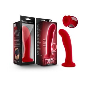 6 inch Dildo Blush Red Temptasia Jezebel Curved Silicone with Heart Shaped Suction Cup Crimson