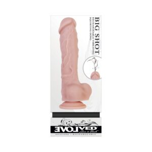 8 inch Dildo Evolved Vanilla Ivory Beige Big Shot Rechargeable Vibrating Silicone Squirting Beige