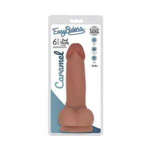 6 inch Dildo Curve Novelties Tan Light Brown Mocha Curve Toys Easy Riders Dual Density with Balls & Suction Cup