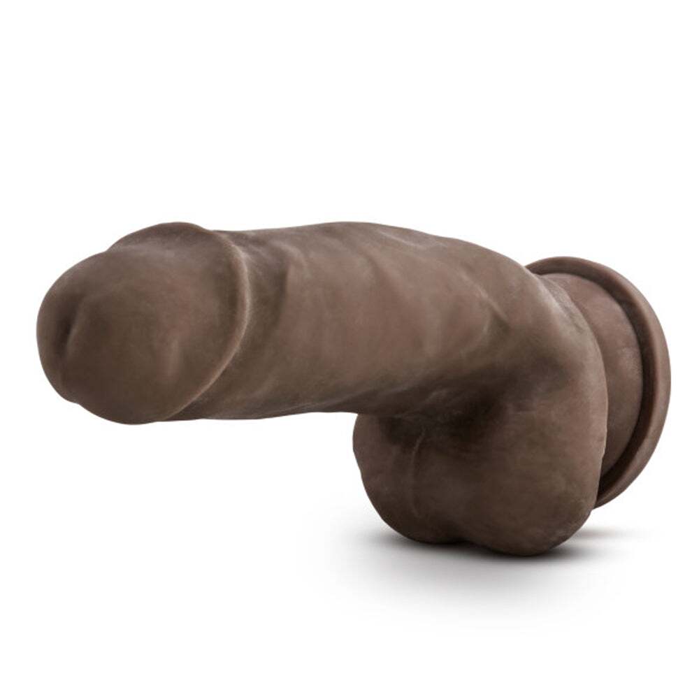 7 inch Dildo by Blush in Brown Chocolate Cocoa shown for pegging Her or Him