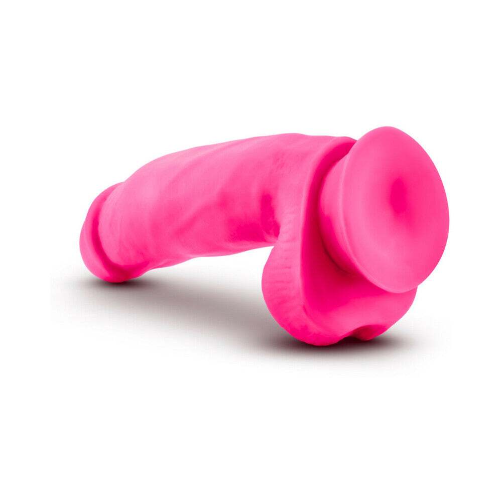 7 inch Dildo by Blush in Hot Pink Magenta Fuchsia shown for pegging Her or Him