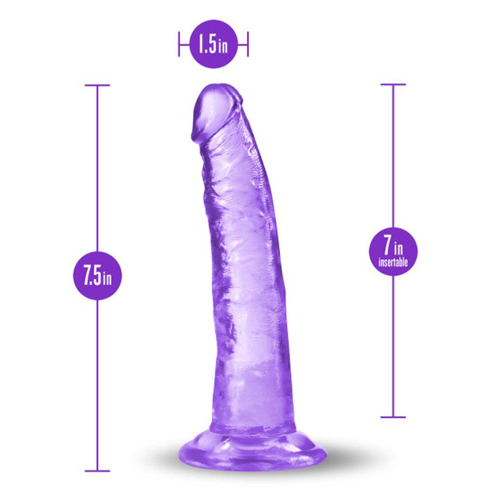 7 inch Dildo by Blush in Purple shown for pegging Her or Him
