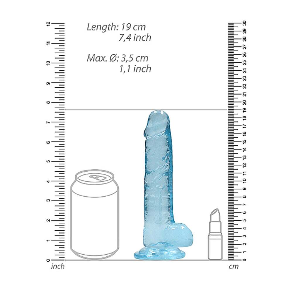 7 inch Dildo by Shots in Blue displayed for pegging Him or Her