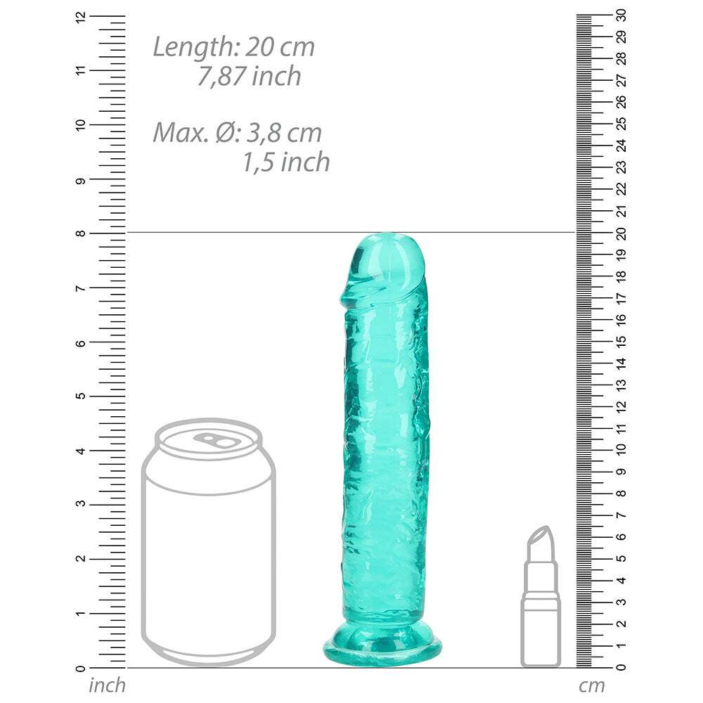 7 inch Dildo by Shots in Teal Turquoise Aqua displayed for pegging Him or Her