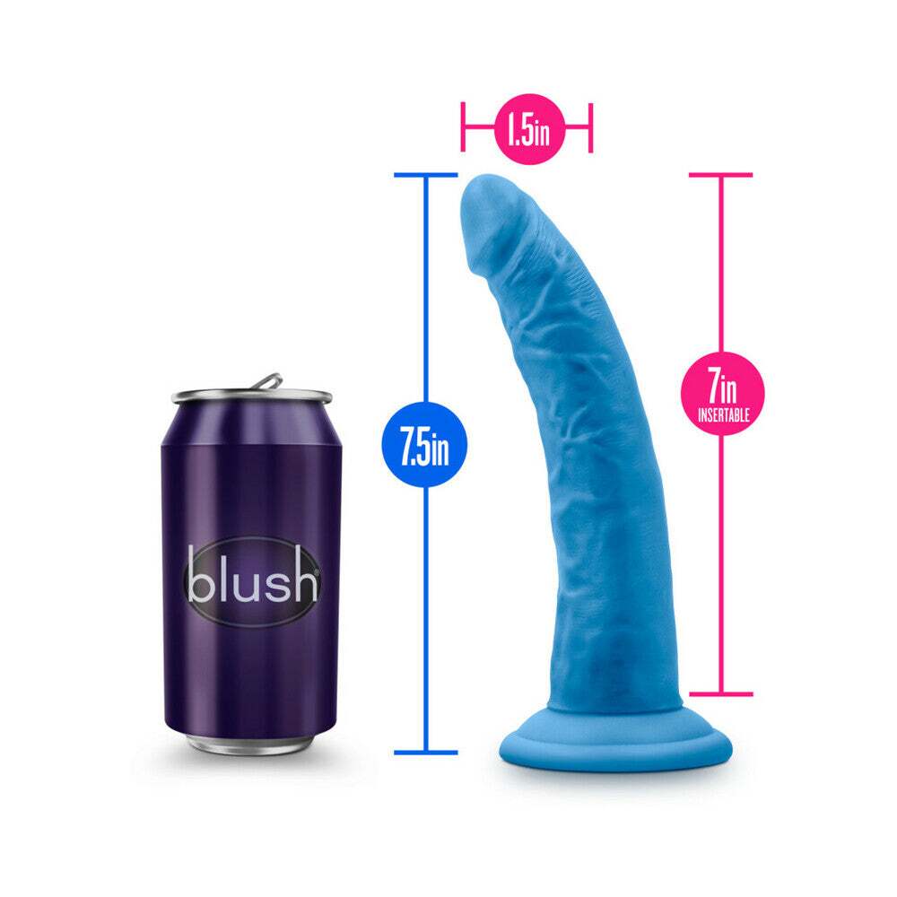 7.5 inch Dildo from Blush in Blue pictured for anal pleasure for Her or Him
