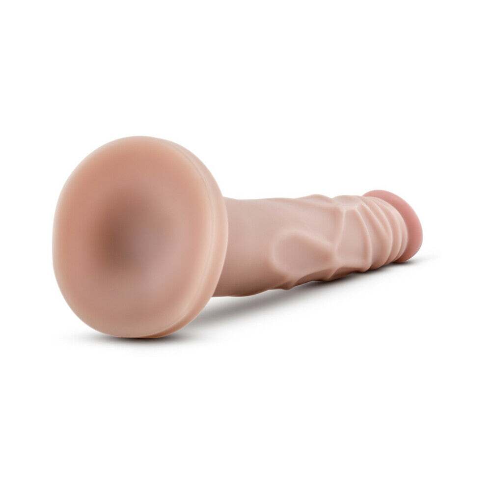 7.5 inch Dildo by Blush in Vanilla Ivory Beige shown for pegging Her or Him