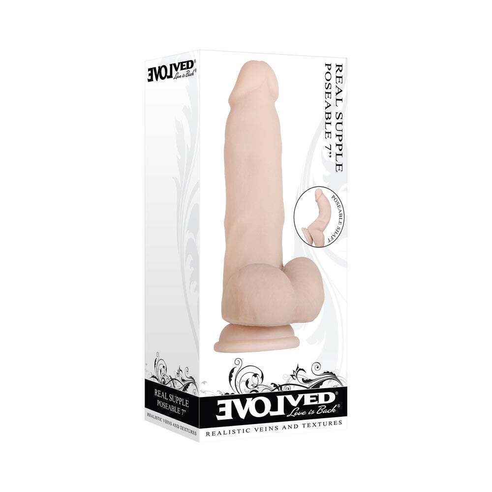 7 inch Dildo by Evolved in Vanilla Ivory Beige shown for use by Her or Him