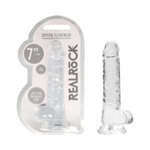 7 inch Dildo Shots Clear RealRock Crystal Realistic With Balls and Suction Cup